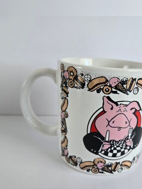 APPLAUSE 1986 The Joy of Pigging Out Ceramic Mug Cup VINTAGE Pigs